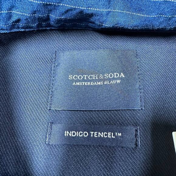 Scotch & Soda NWT Indigo Tencel Striped Men's Button Up Shirt Size XXL Soft Cozy - Picture 4 of 12